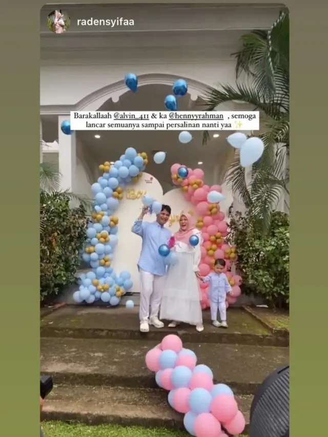 Alvin Faiz dan Henny Rahman Gelar Gender Reveal Party (Foto: Instagram radensyifaa via hennyyrahman/alvin_411)