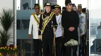 Raja Malaysia ke-17 Sultan Ibrahim Sultan Iskandar pada upacara pelepasan sebelum berangkat dari Johor menuju Istana Negara pada 31 Januari 2024. (Departemen Informasi Malaysia)