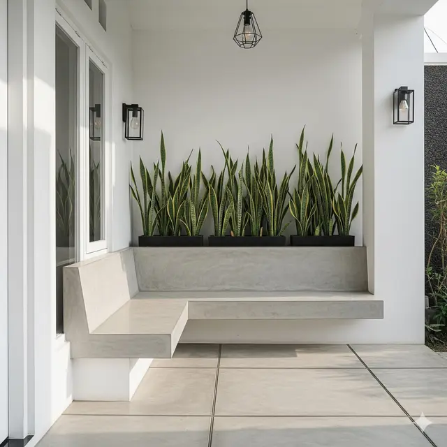 Teras dengan Furnitur Beton