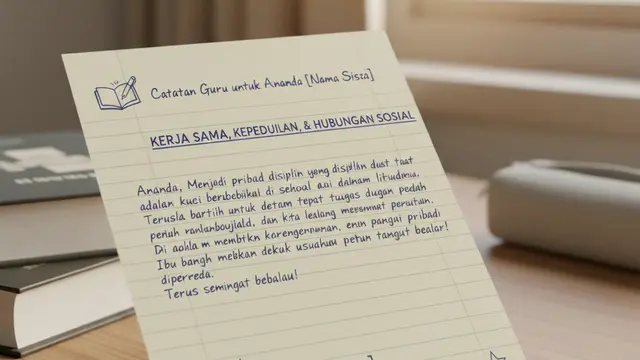 Contoh Catatan Wali Kelas Semester Ganjil SMP