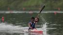 Pedayung Jawa Barat, Ujang Tajudin, tampil pada nomor 1.000 meter kayak putra. Sebelumnya rekor Jabar pada cabang dayung terjadi pada PON Kaltim dimana mereka juga meraih emas sebanyak 12 medali. (Bola.com/Vitalis Yogi Trisna)