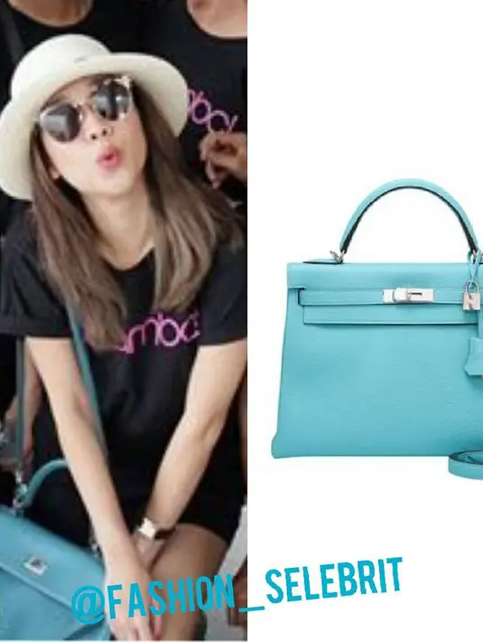 Sama halnya dengan Bunga Citra Lestari, tas Hermes berwarna biru muda ini juga bernilai ratusan juta rupiah. Tepatnya bernilai $15,750/211,050,000 IDR. (Instagram/fashionselebrit)