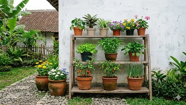 Ide Kebun Rumah Campuran Sayur Buah dan Tanaman Hias dalam Satu Area/Gemini