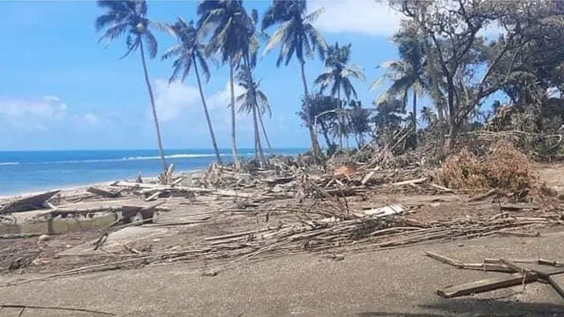Kondisi terkini Tonga usai tsunami.