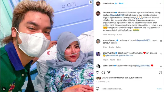 Kondisi Terkini Ayu Aulia Usai Dilarikan ke Rumah Sakit dengan Tangan Penuh Luka. (instagram.com/fahmiaditian)