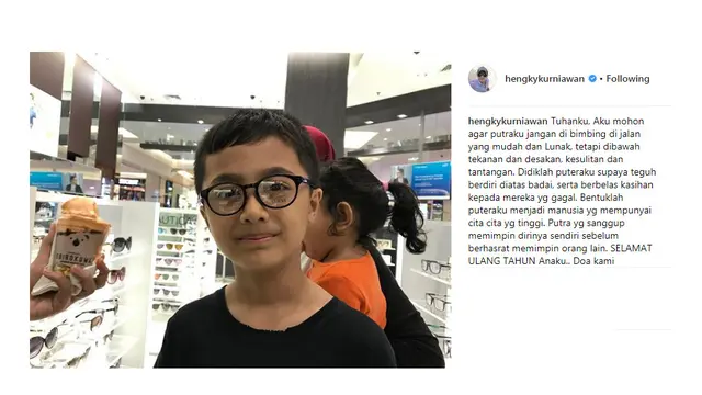 Ucapan ulang tahun Hengky Kurniawan untuk putranya