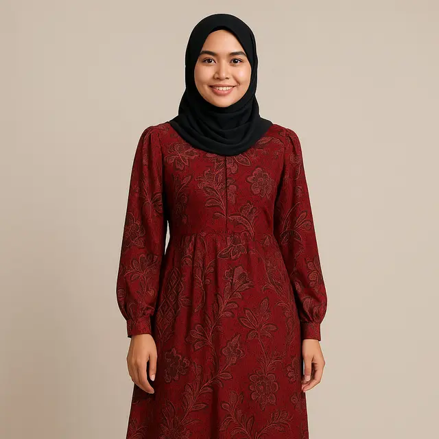 Gamis Batik Cocok dengan Warna Jilbab Apa?/ Ilustrasi gambar oleh AI