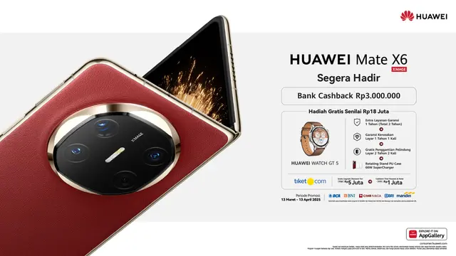 HUAWEI Mate X6 Ramping dan Tangguh dengan Kamera Terdepan di Industri, Atasi Tantangan Layar Lipat