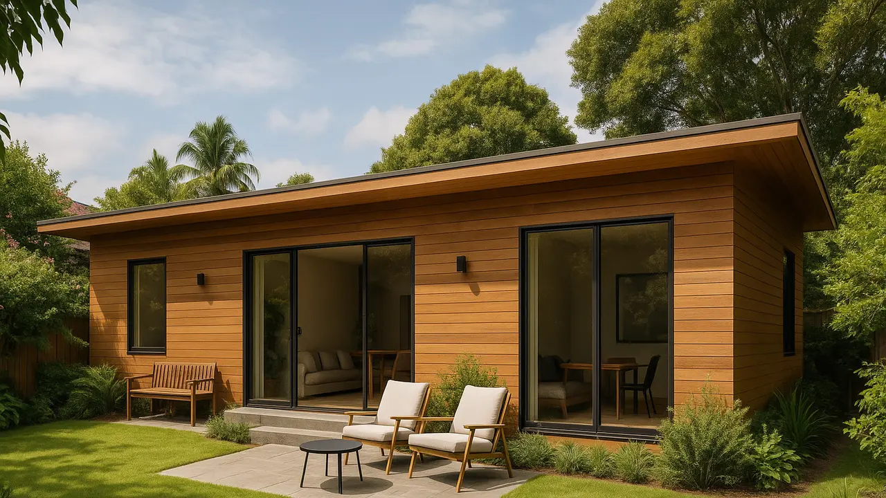 Desain Rumah Kayu Modern dengan Taman Belakang Kecil Buat Santai/Ilustrasi gambar oleh ChatGPT