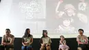 Pemeran film Keluarga Cemara 2, Ringgo Agus Rahman, Nirina Zubir, Widuri Putri, Niloufer Bahalwan dan Muzakki Ramdhan saat jumpa pers di Jakarta, Senin (20/6/2022). Film Keluarga Cemara 2 akan tayang pada 23/6/2022, yang menceritakan drama kehidupan keluarga yang hits era tahun 90an. (Liputan6.com/Herman Zakharia)