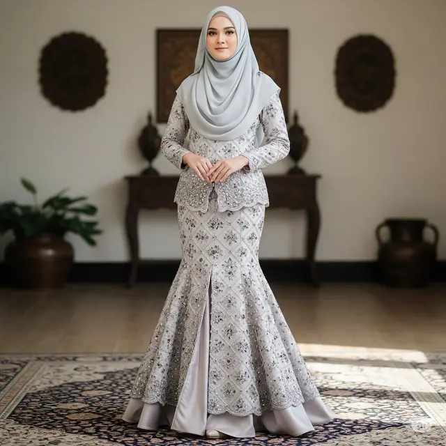 Gamis Mermaid Tile Bordir Payet