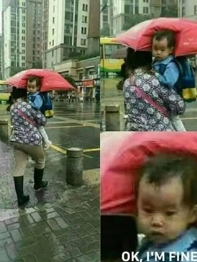 6 Aksi Lucu Emak-Emak saat Pakai Payung Ini Bikin Geleng Kepala
