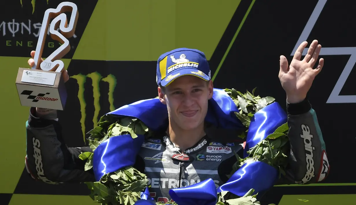 7. Fabio Quartararo (Petronas Yamaha SRT) - 708 ribu Follower. (AFP/Lluis Gene)