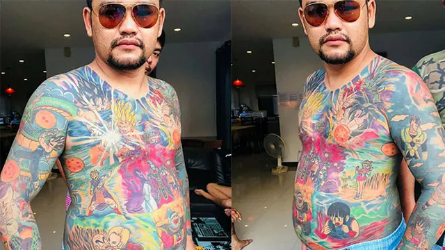 Fans Berat, Pria Ini Memiliki Tatto Bergambar Dragon Ball Di Sekujur Tubuhnya