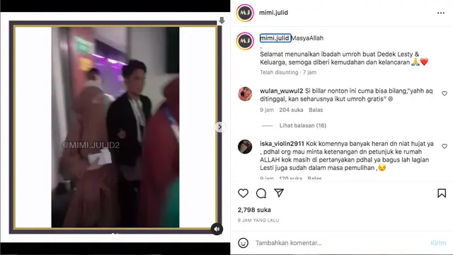 Beredar Video Lesti Kejora Berangkat Umrah, Wajah Ditutupi Niqab Sambil Gandeng Sang Ayah. (instagram.com/mimi.julid)