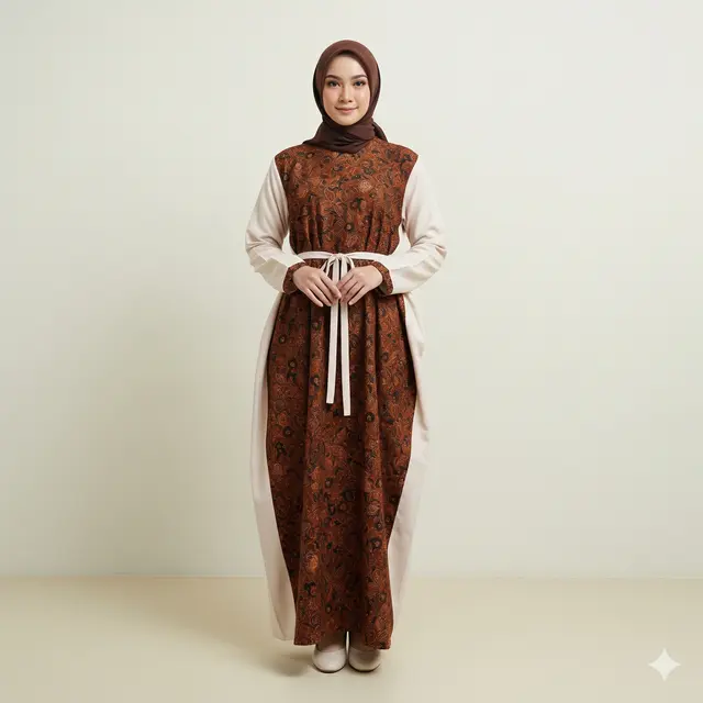 Model Dress Batik Wanita Muslim Syar’i Terbaru 2025. Gemini