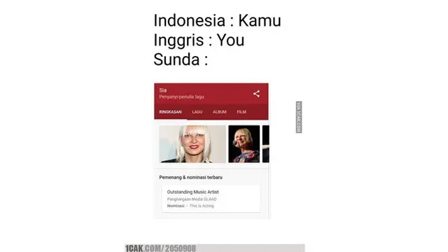 Nama musisi Hollywood dengan bahasa Sunda