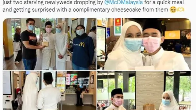 Usai Akad Nikah, Pasangan Pengantin Pilih Makan di Restoran Cepat Saji
