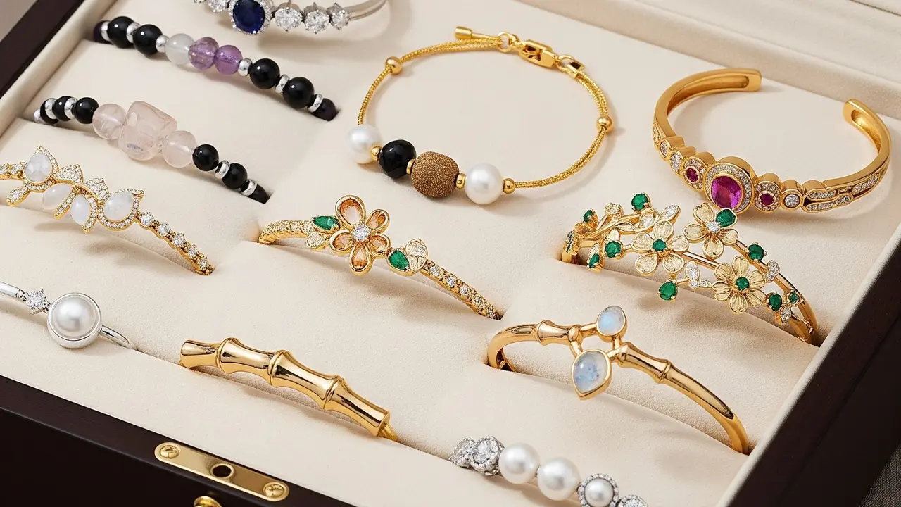 Model Gelang Wanita Elegan Bertabur Batu Alam