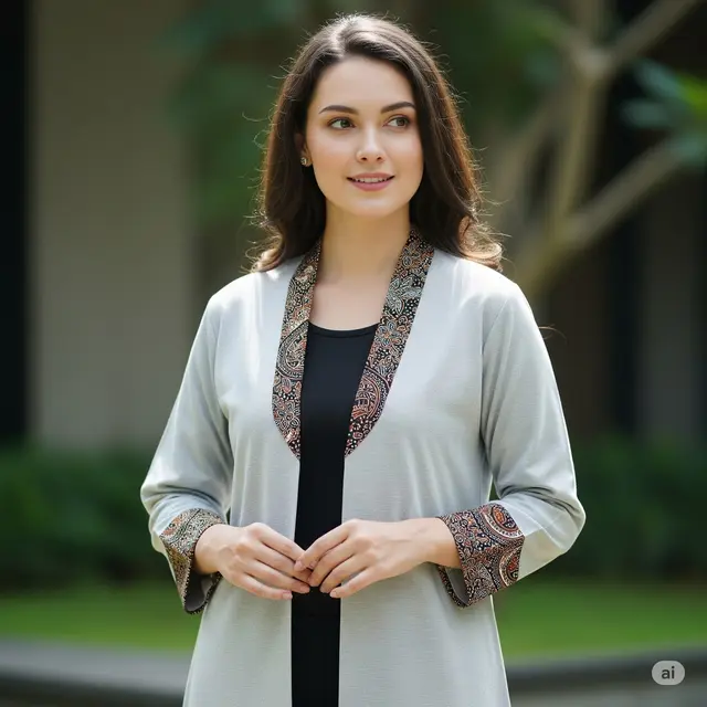 Cardigan Panjang Batik-Lurik untuk Gaya Anggun