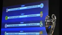 Hasil drawing Liga Champions 2016/17, yang digelar di Nyon, Swiss, Jumat (17/3/2017). (AFP/Fabrice Coffrini)