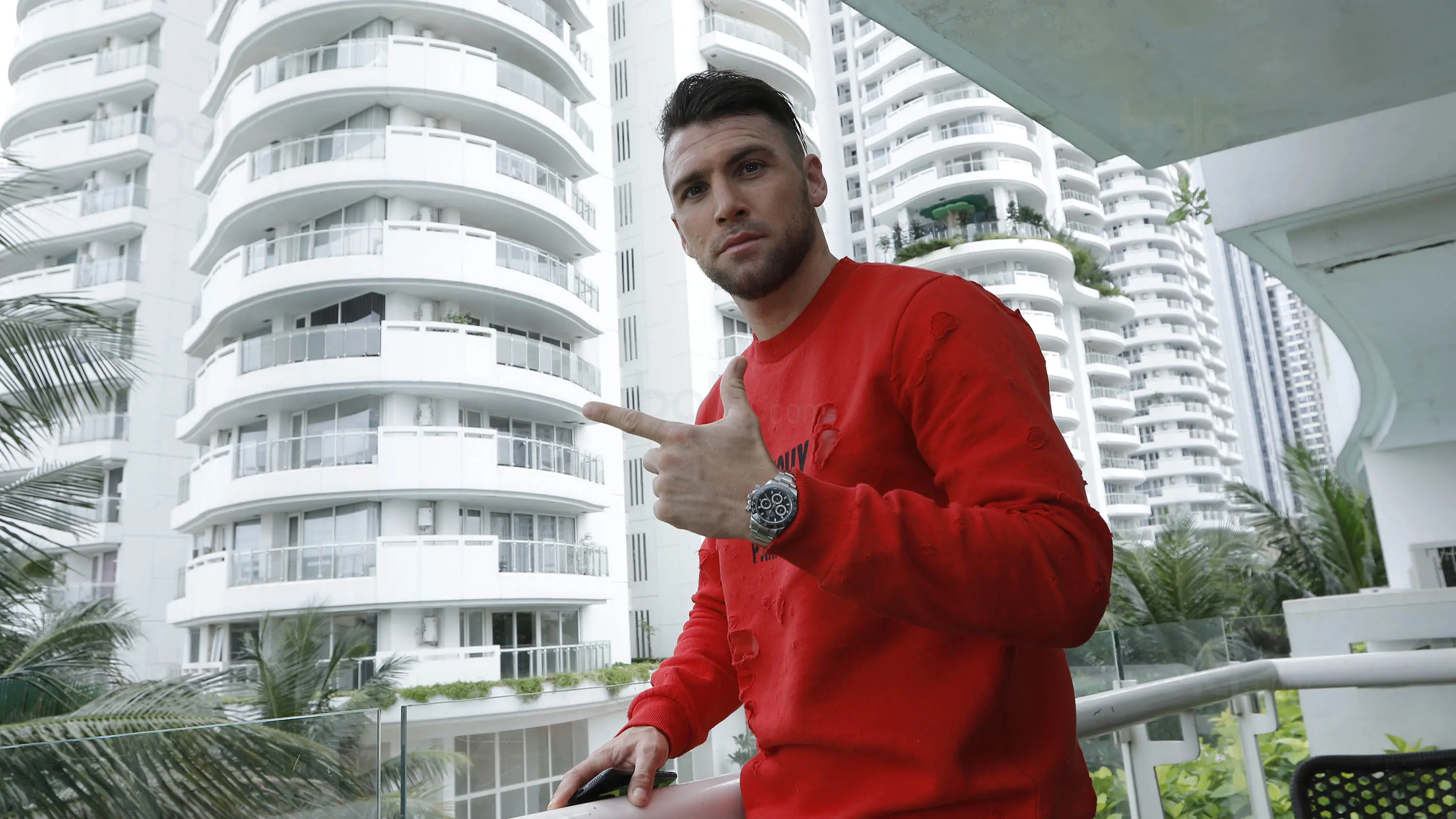 Striker Persija Jakarta, Marko Simic, saat ditemui di Kawasan Kemayoran, Jakarta, Jumat (5/1/2018). (Bola.com/M Iqbal Ichsan)