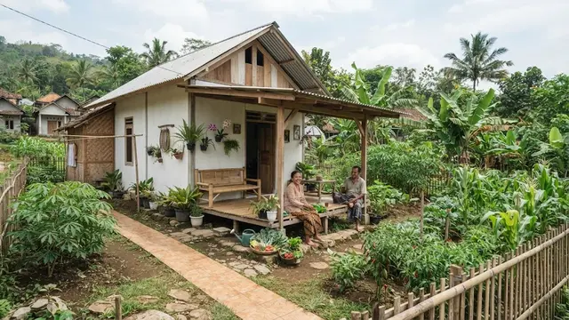 Model rumah di pinggir kebun yang sederhana dan hemat biaya model dengan serambi belakang