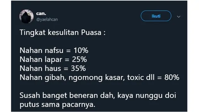 5 Tingkat Kesulitan Saat Puasa Ala Netizen Ini Bikin Geleng Kepala
