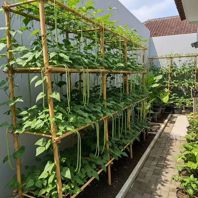 9 Ide Kebun Kacang Panjang Bertingkat untuk Halaman Kecil, Panen Melimpah