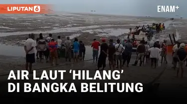 Viral! Air Laut Surut di Pantai Sampur Bangka Belitung