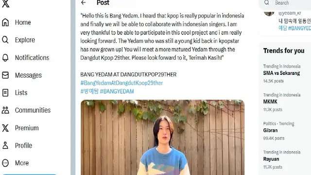Bang Ye Dam Eks TREASURE Bakal Kolaborasi dengan Fildan Penyanyi Dangdut Asal Indonesia, Netizen: Yedam Doang Balik Hiatus Malah Dangdutan