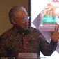 Menteri Perdagangan RI Enggartiasto Lukita memberi sambutan saat konferensi pers di Jakarta, Selasa (6/2). Pada 2018, Mayora tercatat telah mengekspor 1.000 kontainer Torabika Cappuccino. (Liputan6.com/Angga Yuniar)