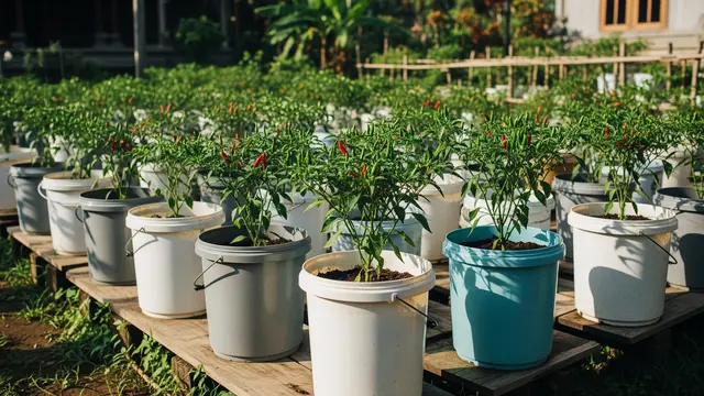 Inspirasi Kebun Cabai Rawit dari Wadah Bekas Dapur