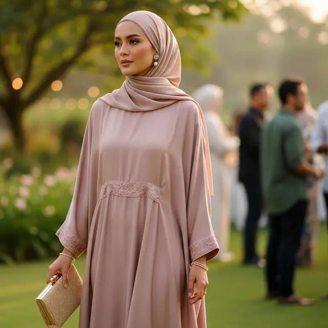 Model Gamis Outdoor untuk Pesta Kebun (Image by Gemini AI)