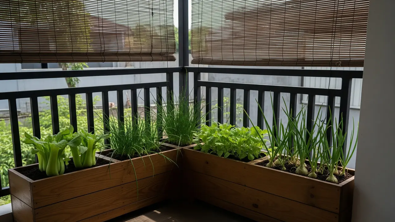 Inspirasi Kebun Sayur Mini untuk Teras Kecil yang Teduh
