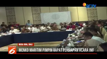 Luhut memimpin rapat persiapan terakhir pertemuan tahunan IMF-World Bank di Nusa Dua, Bali.