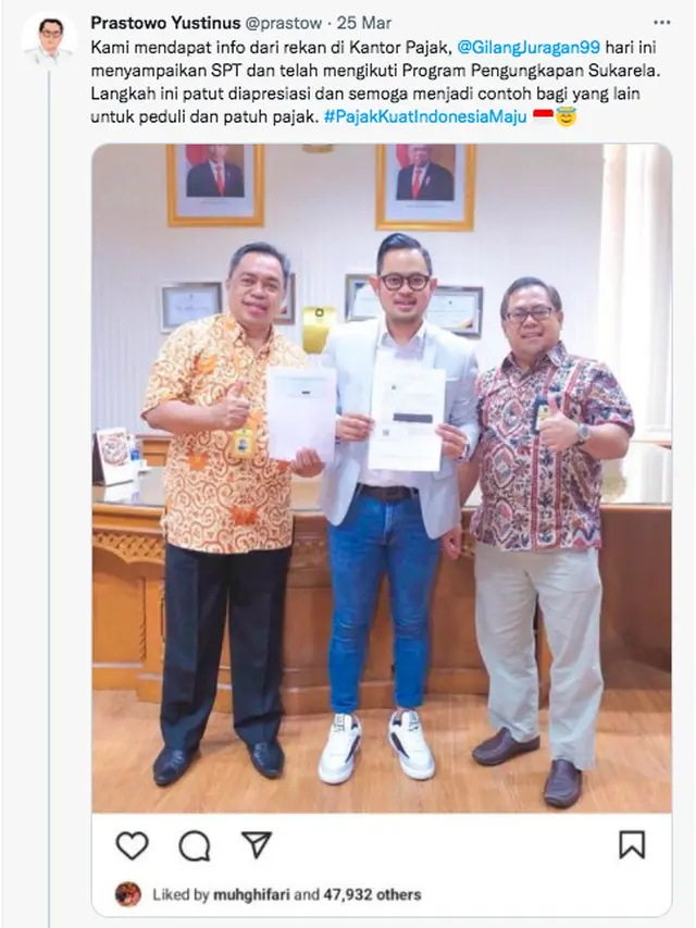 Cuitan staf khusus Menteri Keuangan RI, Prastowo Yustinus. (Foto: Dok. Twitter @prastow)