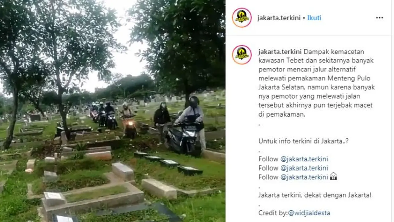 Para Pemotor Ini Malah Kejebak Macet di Pemakanan (Instagram)