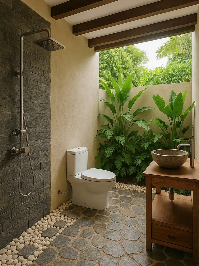 Inspirasi Kamar Mandi Lantai Batu Alam