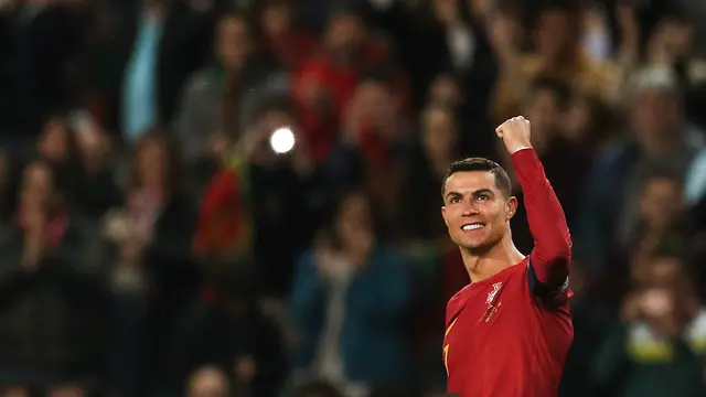 Selebrasi Cristiano Ronaldo saat Portugal main di Kualifikasi Euro 2024