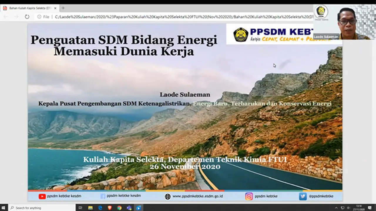 Kuliah Umum FT UI, Laode Sulaeman Bicara Penguatan SDM Bidang Energi di Dunia Kerja