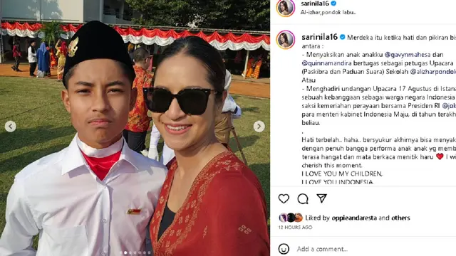 Sari Nila bangga sang putra jadi Paskibra di sekolahnya (Foto: instagram sarinila16)