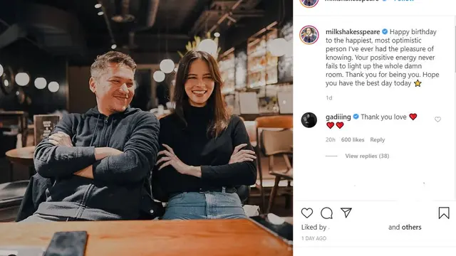 Gading Marten bersama Juria Hartmans (Instagram/ milkshakesspeare)