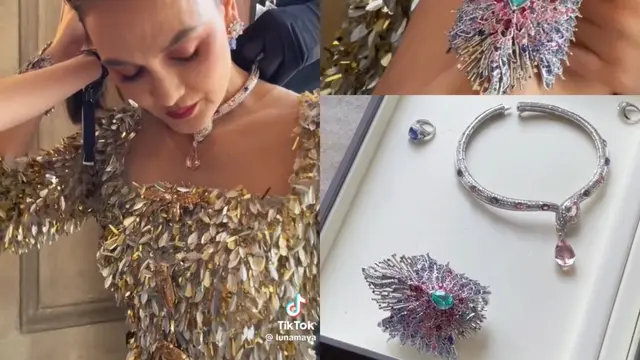 Luna Maya menggunakan perhiasan mewah seharga satu komplek perumahan (TikTok/@lunamaya)