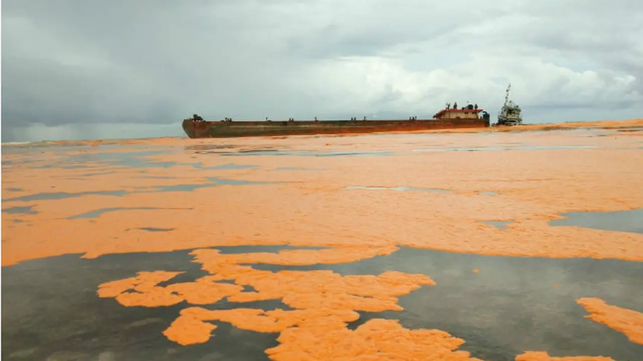 Kapal Minyak Sawit Terhantam Angin, Laut Buton Menguning