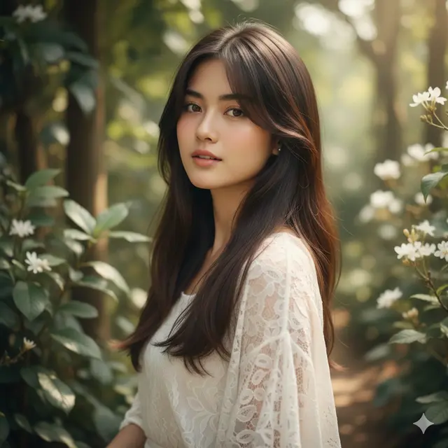 Model Rambut Wanita Panjang Lurus Poni Samping