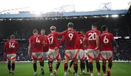 Selebrasi pemain Manchester United saat melawan Brentford di Liga Inggris (AFP)