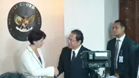 Menko Kemaritiman Rizal Ramli bertemu dengan Wakil Presiden Swiss Doris Leuthard. (Foto: Pebrianto Eko/Liputan6.com)
