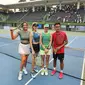 Luna Maya dan Maria Selena mengikuti pertandingan fun tenis bersama Eugenie Bouchard (Liputan6.com/Thomas)