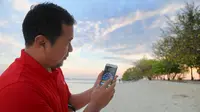 Tes jaringan 4G Telkomsel di Pulau Cemara Kecil, Karimun Jawa. (Doc: Telkomsel)